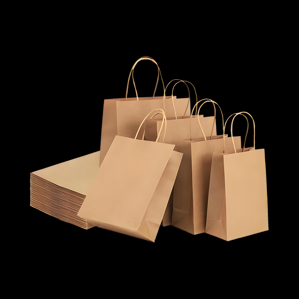 Brown White Paper Bag Custom Printed